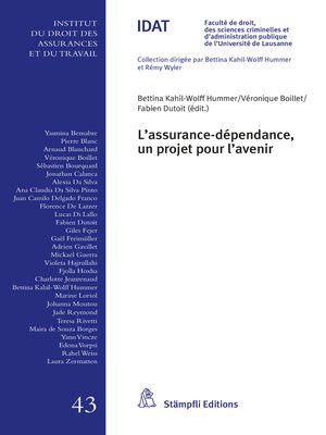 cover image of L'assurance dépendance, un projet pour l'avenir